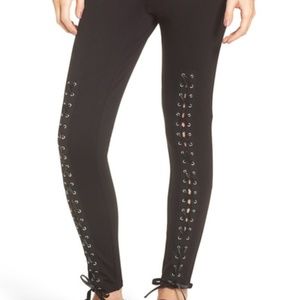 NWT Mimi Chica Black Ribbon Lace-up Legging Small